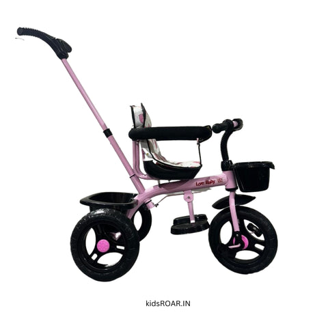 Stylish Parents Bar Handle Baby Trike Push & Plug | Tricycle with Dual Storage Basket | TRI-LB-582