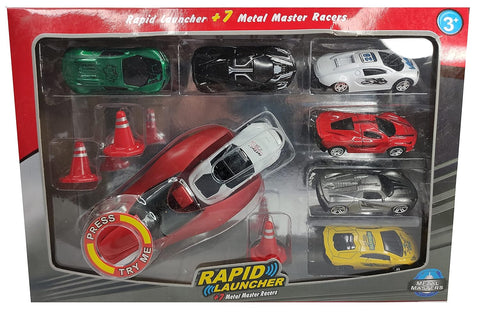 Rapid car Launcher with 7 Metal Master Racer Cars | NERN02