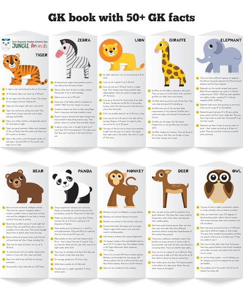 Magnetic Puzzles Jungle Animals 10 in 1 with 10 Magnetic Puzzles,Write&Wipe Magnetic Board | EDS-41