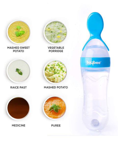 Infant Silicone Squeeze Bottle with Spoon | SILICON SQUEEZ 112 | BYIE112