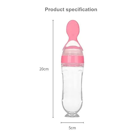 Natural Touch Silicone Baby Food Feeder, Squeeze Breakfast Grain Bottle with Spoon | FZ-111C4