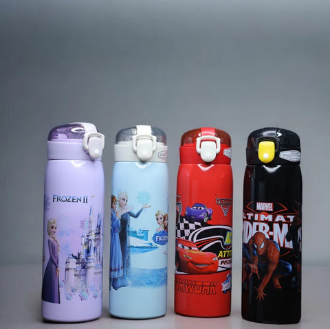 500ML SS Mix Character Push Lock Button Sipper Bottle | HBC-18896