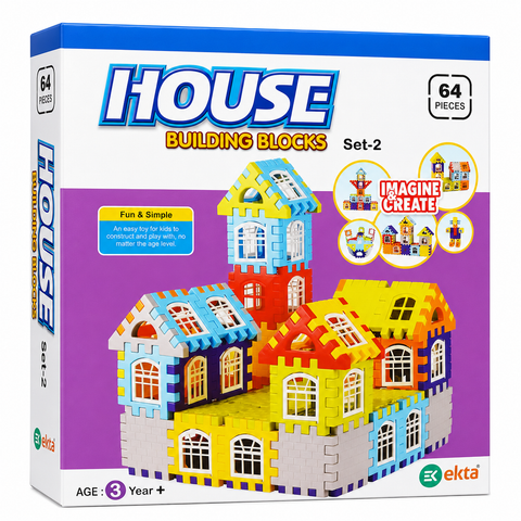 HOUSE BUILDING BLOCKS SET 2 64PC | EK-024