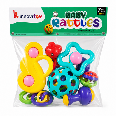 BABY RATTLES 7PCS COMBO 1 DUMBBELL | INA014I