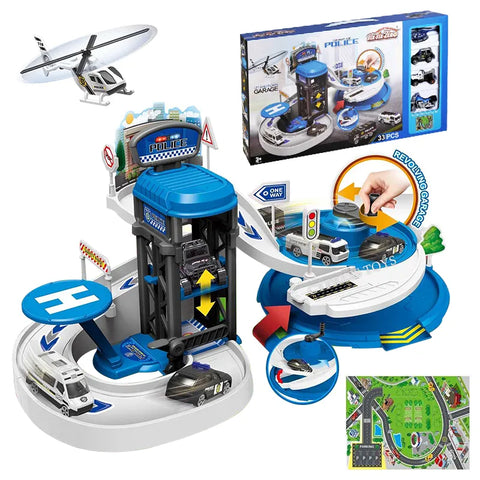 Toy car police With die cast car set,helicopter,motorcycle | 660-A336