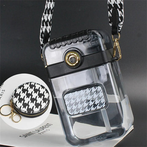 850ML 2IN1 PLASTIC BOTTLE WITH NECK CARRY & ATTACHED COIN POUCH | GBT-CZMX10064