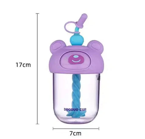 600ML Summer Children Stirring Cup Mixing Cartoon Water Bottle with Straw | GBT-CZMX10063 | Assorted