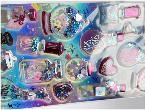 Puffy Sticker with Glitter Powder Inside  | DS-SL-YL| COLOR AND DESIGN MAY VERY