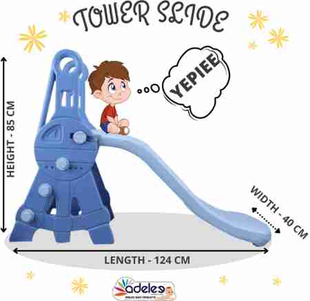 Tower Shape Freestanding Plastic Garden Slide | SLDT-001