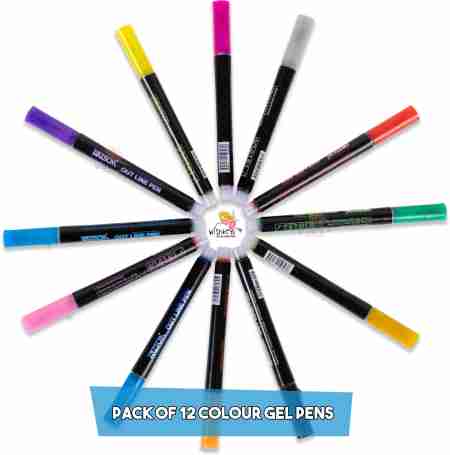 Two in One Sketch- Glitter Pen  | (Pack of 12, Multicolor) W10026-12