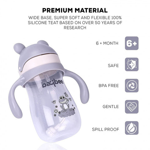 Insulated Flippo 300 Ml Anti Slip Baby Sipper Bottle With Soft Silicone BPA Free Straw Share | BYIE424