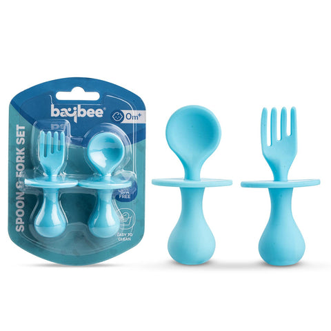 Silicone Baby Spoon Set For Baby Feeding, Non Toxic Bpa Free Training Feeding Spoon & Fork Set, Food Grade Silicone Handle | Baby Feeding Spoons | Feeding Spoon Set For Toddlers | BYIE426