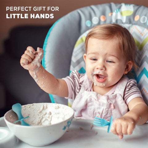 Silicone Baby Spoon Set For Baby Feeding, Non Toxic Bpa Free Training Feeding Spoon & Fork Set, Food Grade Silicone Handle | Baby Feeding Spoons | Feeding Spoon Set For Toddlers | BYIE426