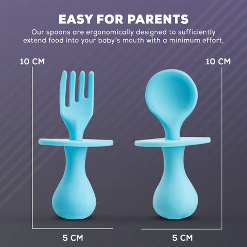 Silicone Baby Spoon Set For Baby Feeding, Non Toxic Bpa Free Training Feeding Spoon & Fork Set, Food Grade Silicone Handle | Baby Feeding Spoons | Feeding Spoon Set For Toddlers | BYIE426
