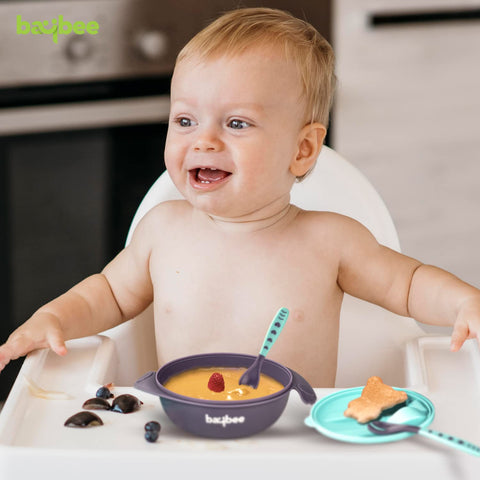 Silicone Baby Feeding Bowl With Lid, , Suction Cup, Spoon & Fork Set | BYIE427