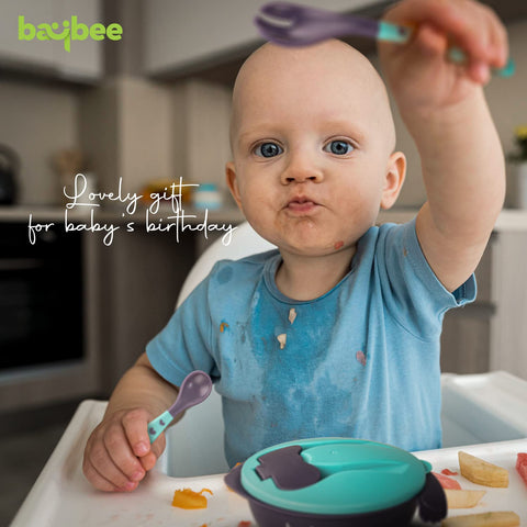 Silicone Baby Feeding Bowl With Lid, , Suction Cup, Spoon & Fork Set | BYIE427