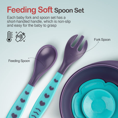 Silicone Baby Feeding Bowl With Lid, , Suction Cup, Spoon & Fork Set | BYIE427