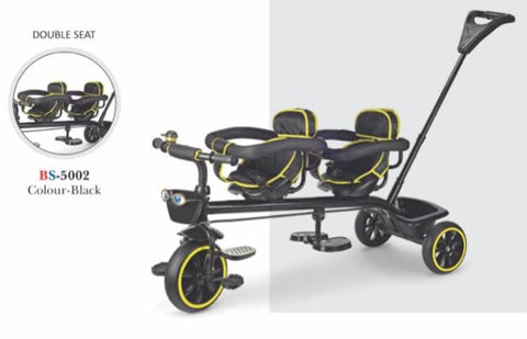 Folding Trike Children 4 in 1 Trike Twin Seat with Basket, Detachable Handlebar and Canopy, with Parent Steering Push Handle | BS-5003