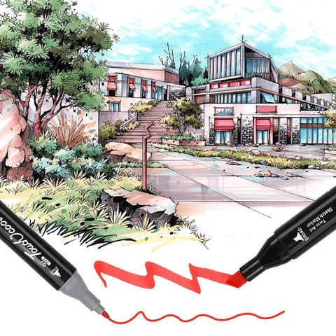 Twin Head Dual Tip Art Markers Pen Sketch Set of 36 Colour Markers (Assorted) | AK-168-36