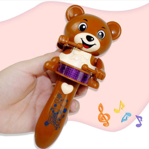 Fun Electric LED Flashing Music Bear Drum Cartoon Animal Stick | NE9900MD
