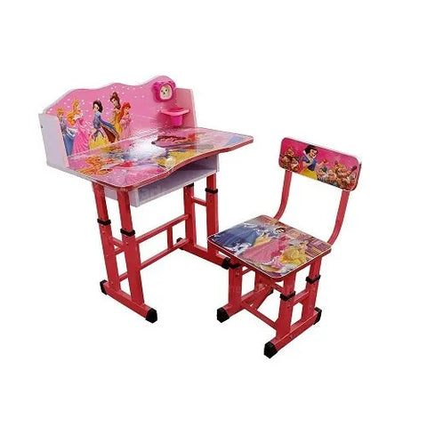 Study Table Chair Set Height Adjustable (Wooden Baby Desk) | ASSORTED COLOURS ( PRINTS MAY VERY )