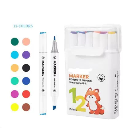 Color Markers Twin Tip - Double Tip Markers | GBR-BT9500-12