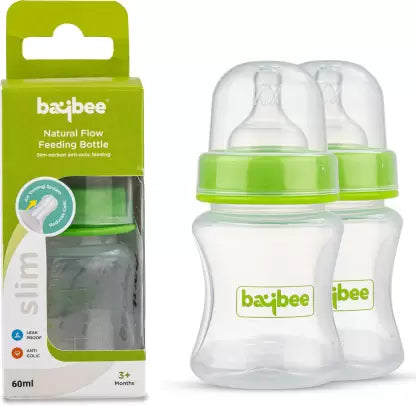 Natural Flow Baby Feeding Bottle, Leak Proof Milk Feeding Bottle for New Born - 60 ml | BYIE506