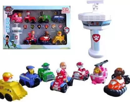 Paw Patrol Dogs Racer Pups Figure Set of 8 Pieces (Multicolor)  | NE18668-45