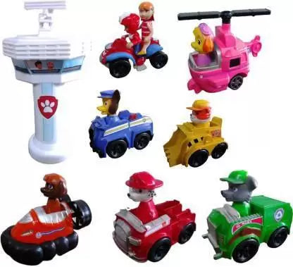 Paw Patrol Dogs Racer Pups Figure Set of 8 Pieces (Multicolor)  | NE18668-45