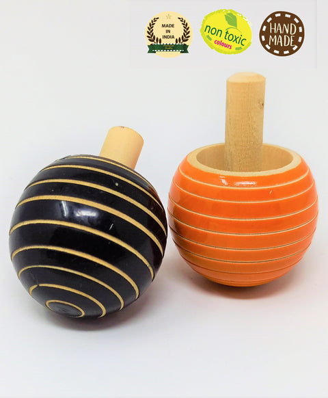 Wooden Mushroom Magic Tops Pack of 2 - ( ASSORTED ) | WDT30-05