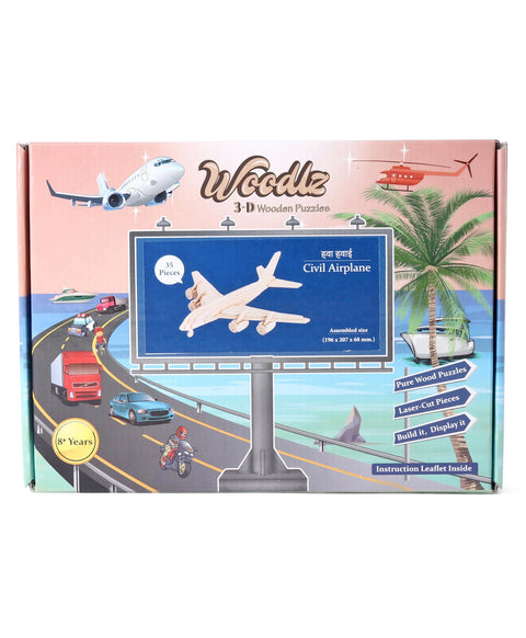 Woodlz 3D Wooden Airplane Puzzle - 35 Pieces | INT216 WOODLZ 3D PUZZLE