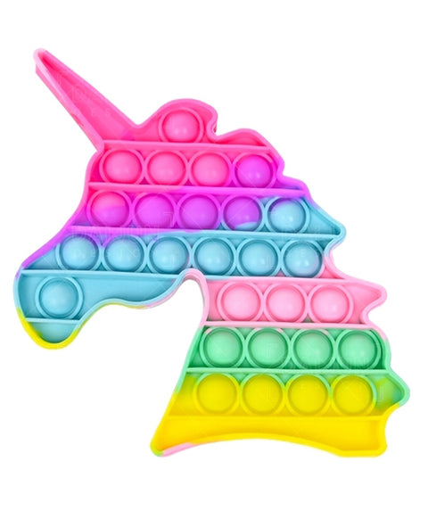 Delivering Joys of Life Unicorn Shaped Pop It Fidgets Pop Bubble Stress Relieving Silicone Toy - Multicolour | LOK05	POPPIT UNICORN