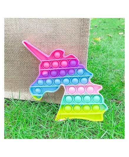 Delivering Joys of Life Unicorn Shaped Pop It Fidgets Pop Bubble Stress Relieving Silicone Toy - Multicolour | LOK05	POPPIT UNICORN