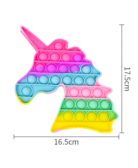Delivering Joys of Life Unicorn Shaped Pop It Fidgets Pop Bubble Stress Relieving Silicone Toy - Multicolour | LOK05	POPPIT UNICORN