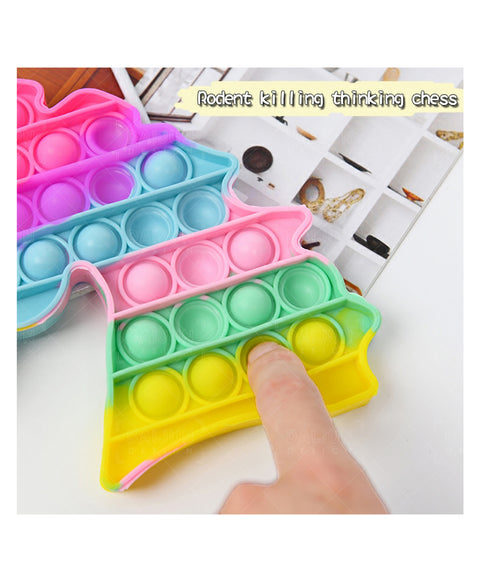 Delivering Joys of Life Unicorn Shaped Pop It Fidgets Pop Bubble Stress Relieving Silicone Toy - Multicolour | LOK05	POPPIT UNICORN