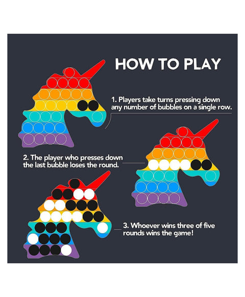 Delivering Joys of Life Unicorn Shaped Pop It Fidgets Pop Bubble Stress Relieving Silicone Toy - Multicolour | LOK05	POPPIT UNICORN