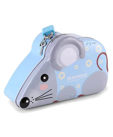 Mouse Coin Box for Kids with Lock and Key Mouse Design | S236 MOUSE COIN BANK BOX