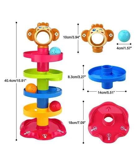 Monkey Face Design 5 Layer Tower Ball Drop Spinning Toy | HE0293 ROLL BALL