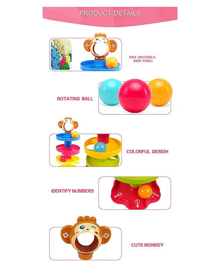 Monkey Face Design 5 Layer Tower Ball Drop Spinning Toy | HE0293 ROLL BALL