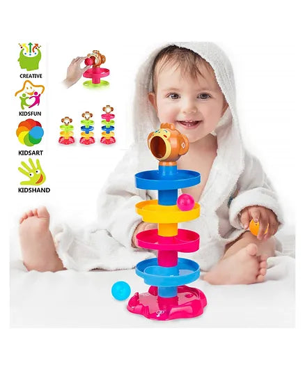Monkey Face Design 5 Layer Tower Ball Drop Spinning Toy | HE0293 ROLL BALL