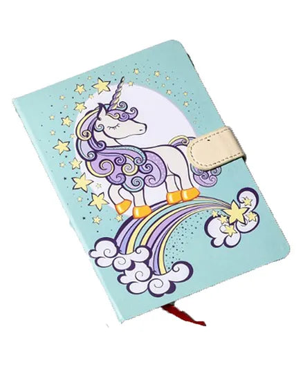 Unicorn Diary With Magnetic Lock Notebook With Ruled Pages & Hard Top Cover For Kids Daily Book Journal With 144 Pages ((Colour May Vary)