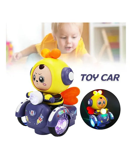 Face Changing Cartoon Bee Car with Light Music Bump & Go Rotation Toy  | FACE OFF CARTOON BEE