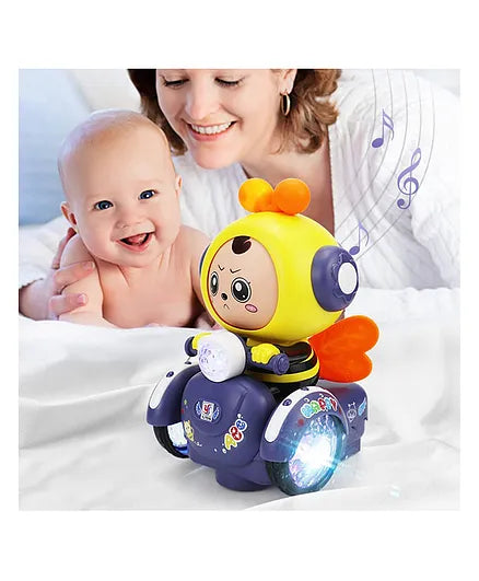 Face Changing Cartoon Bee Car with Light Music Bump & Go Rotation Toy  | FACE OFF CARTOON BEE
