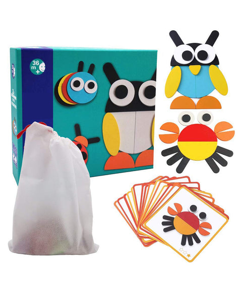 Animal Wooden Pattern Puzzle Set - 50 Pieces | WT-ZKB888	 ZE GEOANIMO BLOCK