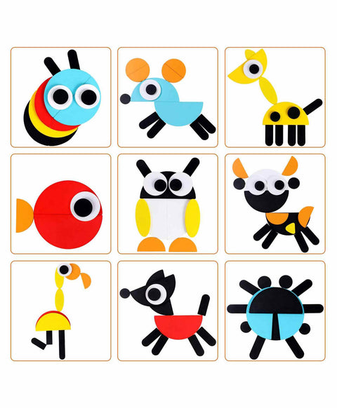 Animal Wooden Pattern Puzzle Set - 50 Pieces | WT-ZKB888	 ZE GEOANIMO BLOCK