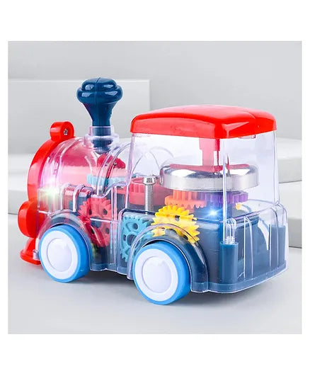 Transparent Gear Train Engine Toy Cute Gear Train Inertia with Bell Sound Effect and Lights  | GEAR TRAIN ENGINE