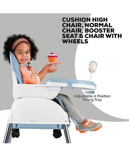 4 in 1 Convertible Feeding High Chair Cum Booster seat With Adjustable Height & Footrest
