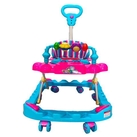 Baby Walker With Height Adjustable And Parental Handle With Lights And Music Tuk Tuk Walker