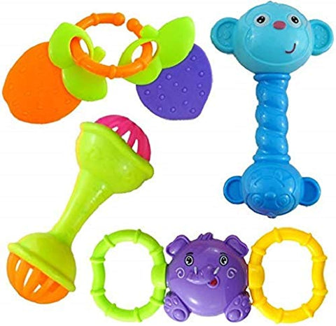 8pc colourful plastic non toxic teether and rattle