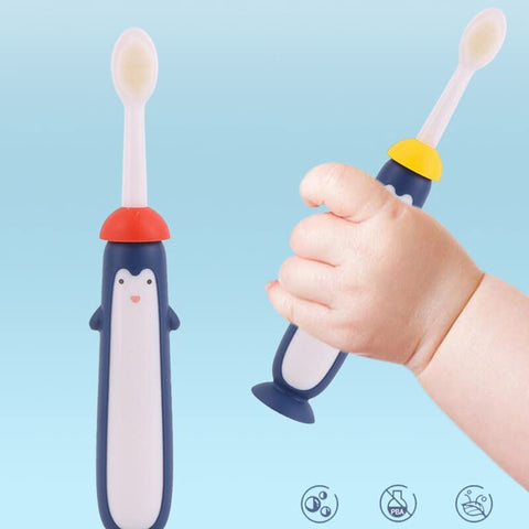 Kids Manual Toothbrush For 2+ Years, 1Pcs , With Extra Soft Bristles and Anti Choking Shield - Multicolor | KIDS TOOTHBRUSH PENGWHEEL